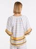 Gathered Sleeve Stripe Top