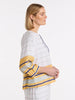 Gathered Sleeve Stripe Top