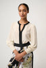 Iris Pleated Cuff Silk Blouse - Cloud