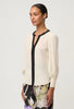 Iris Pleated Cuff Silk Blouse - Cloud