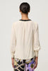 Iris Pleated Cuff Silk Blouse - Cloud