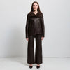 Chicago Wide Leg Leather Pants - Espresso
