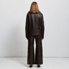 Chicago Wide Leg Leather Pants - Espresso