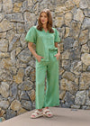 Wide Leg Linen Pant - Caterpillar