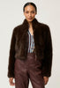 Dawn Faux Fur Cropped Jacket - Walnut