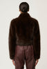 Dawn Faux Fur Cropped Jacket - Walnut