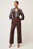Joan Straight Leg Leather Pants - Oxblood
