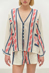 Dreamy Shirt - Navy/Red Jacquard
