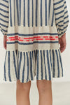 Nifty Short Dress - Navy/Red Jacquard