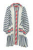Nifty Short Dress - Navy/Red Jacquard