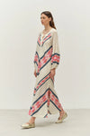Beloved Long Dress - Navy/Red Jacquard