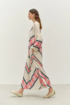 Beloved Long Dress - Navy/Red Jacquard