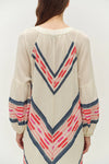 Beloved Long Dress - Navy/Red Jacquard