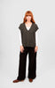 Cable Pointelle V Neck Vest - Olive