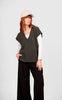 Cable Pointelle V Neck Vest - Olive