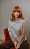 Flower Silhouette Jacquard Pullover - Cobblestone/Aqua