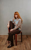 Flower Silhouette Jacquard Pullover - Cobblestone/Aqua
