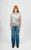 Flower Silhouette Jacquard Pullover - Cobblestone/Aqua