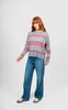 Multi Stripe Relaxed Pullover - Mid Grey