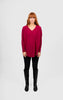 Queen Vee Curved Hem Pullover - Cassis