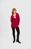 Queen Vee Curved Hem Pullover - Cassis