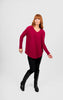 Queen Vee Curved Hem Pullover - Cassis