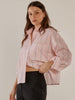 Erin Cropped Shirt - Pink/Chocolate Stripe