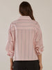 Erin Cropped Shirt - Pink/Chocolate Stripe