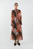 Iris Bell Sleeve Shirt Dress - Chocolate/Pink Floral