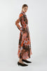 Iris Bell Sleeve Shirt Dress - Chocolate/Pink Floral