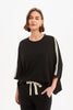 Oversized 3/4 Stripe Sleeve Tee - Black/Cream