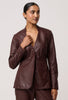 Calypso Leather Panelled Blazer - Oxblood