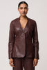 Calypso Leather Panelled Blazer - Oxblood
