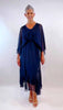 Sheer Cape Dress - Navy