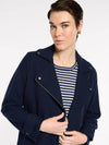 Boiled Wool Moto Coat - Navy