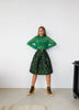 Jacquard Skirt with Belt - Dark Green