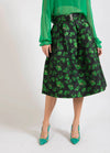 Jacquard Skirt with Belt - Dark Green