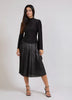 Plisse Skirt - Black Metallic