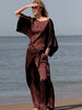 Heavy Silky Kimono Top - Chocolate