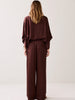 Heavy Silky Wide Leg Trouser - Chocolate
