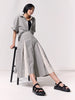 Mono Stripe Pleat Skirt - Black Stripe