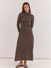 Ashini Long Sleeve Ruched Dress - Chocolate Polka Dot