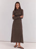 Ashini Long Sleeve Ruched Dress - Chocolate Polka Dot