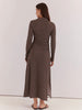 Ashini Long Sleeve Ruched Dress - Chocolate Polka Dot