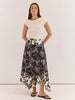 Maribel Asym Wrap Skirt - Snap Dragon Black