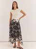 Maribel Asym Wrap Skirt - Snap Dragon Black