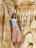 Maribel Asym Wrap Skirt - Multi Stripe Orange