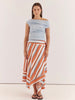 Maribel Asym Wrap Skirt - Multi Stripe Orange