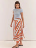 Maribel Asym Wrap Skirt - Multi Stripe Orange