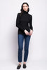 Pure Merino Rib Polo Neck Top - Black